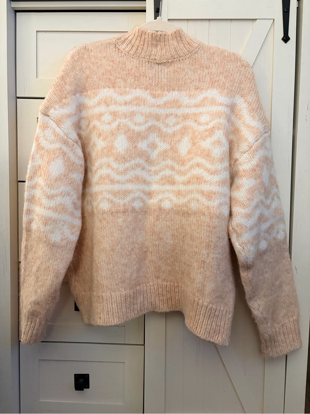 American Eagle Outfitters Cream & Peach Fair Isle Mock Neck Sweater - Picture 3 of 3